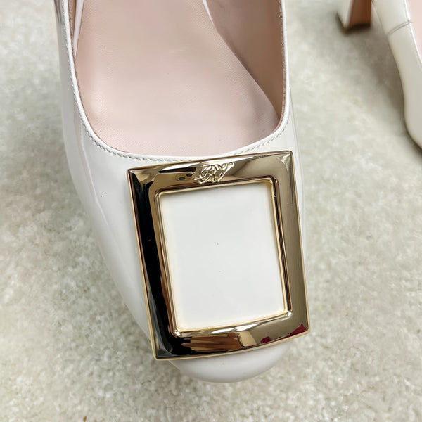 Belle Viv Edition Metal Buckle Pumps 65 White Patent Leather