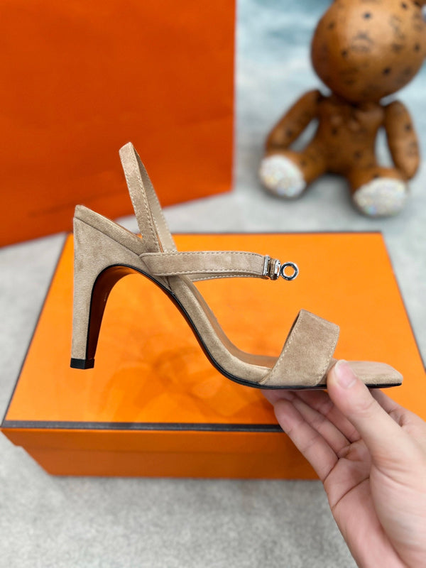 Sandalo Glamour 95 in pelle scamosciata marrone chiaro