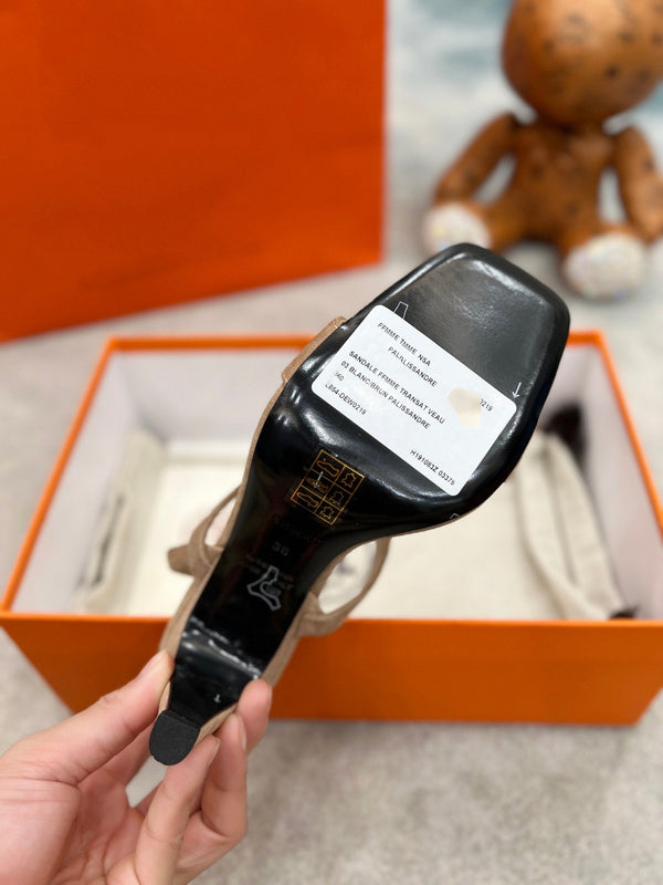 Sandalo Glamour 95 in pelle scamosciata marrone chiaro