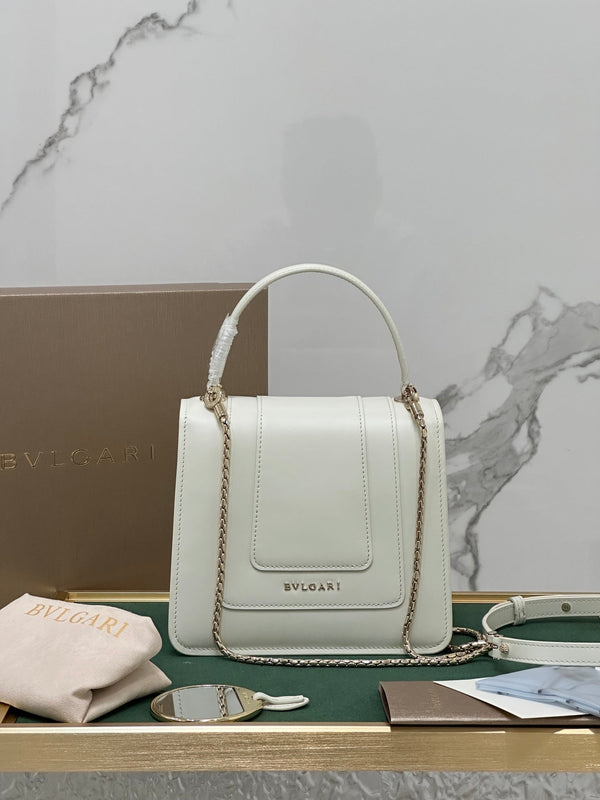 BVL Serpenti Forever Top Handle Bag 18cm White Calfskin GHW 188604