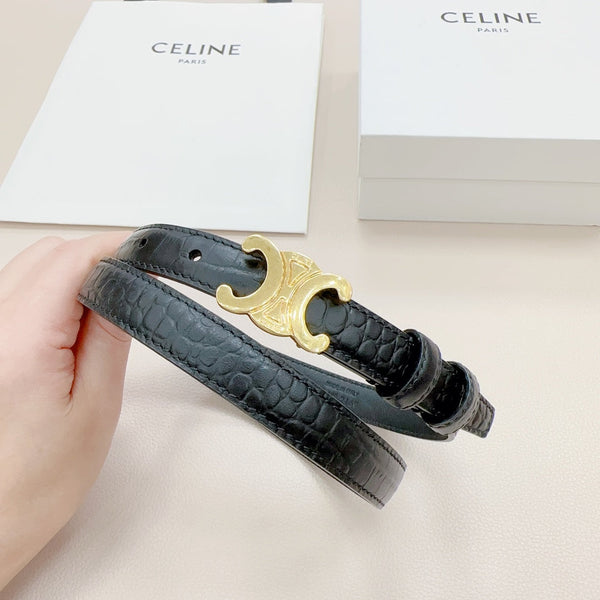 CEL Gold Buckle Belt 18mm Black Calfskin 176702