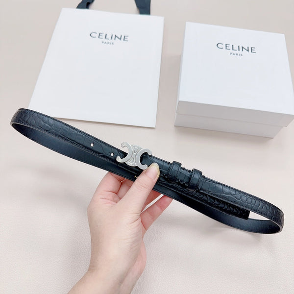 CEL Silver Buckle Belt 18mm Black Calfskin 176703