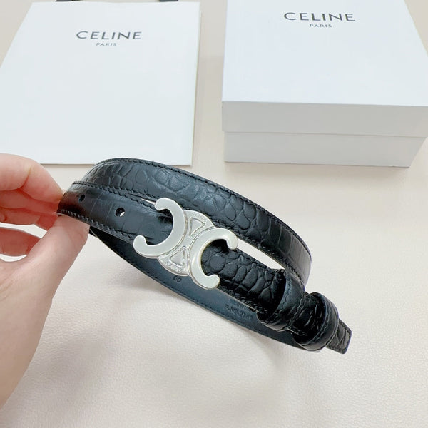 CEL Silver Buckle Belt 18mm Black Calfskin 176703