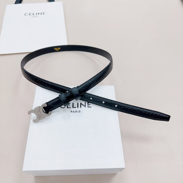 CEL Silver Buckle Belt 18mm Black Calfskin 176703