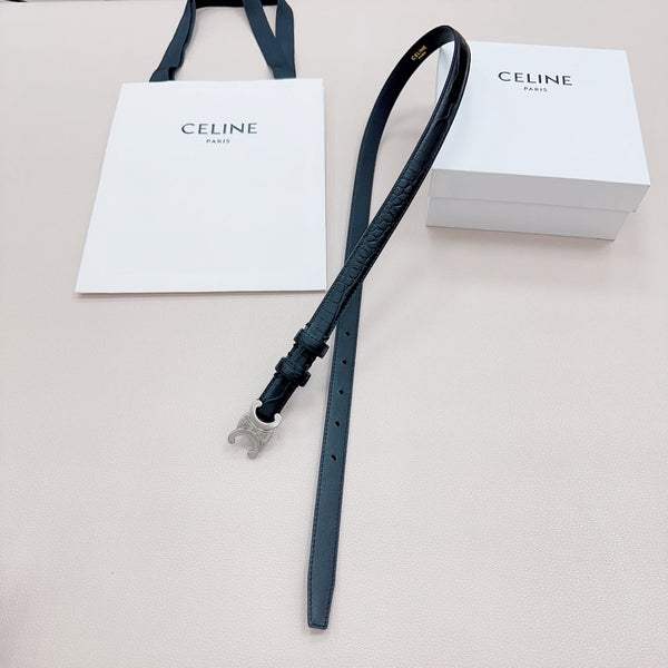 CEL Silver Buckle Belt 18mm Black Calfskin 176703