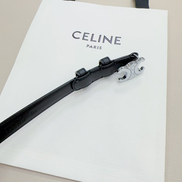 CEL Silver Buckle Belt 18mm Black Calfskin 176703