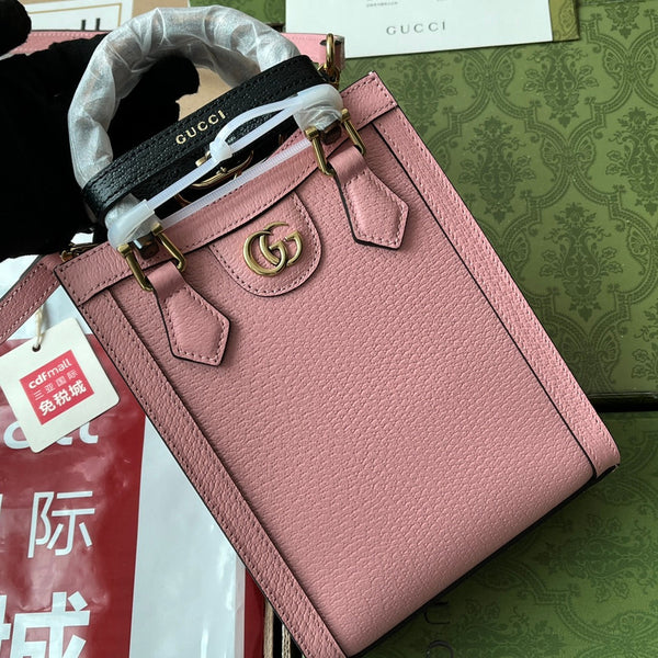 Gucci Diana Bamboo Mini Tote Bag Pink Lambskin 240109