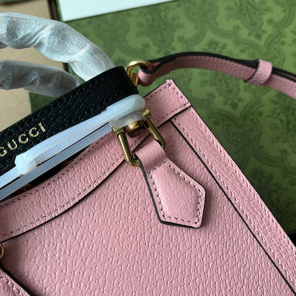 Gucci Diana Bamboo Mini Tote Bag Pink Lambskin 240109