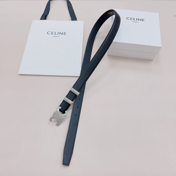 CEL Silver Buckle Belt 25mm Black Calfskin 176705