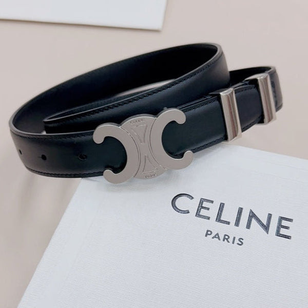 CEL Silver Buckle Belt 25mm Black Calfskin 176705