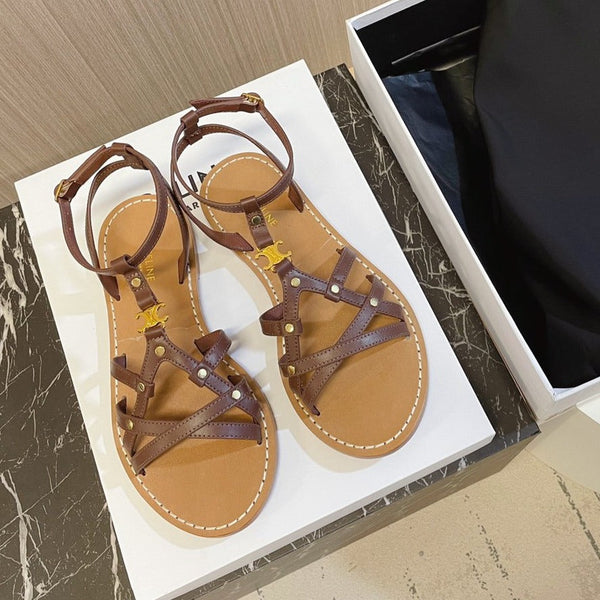 cl roman sandal brown calfskin