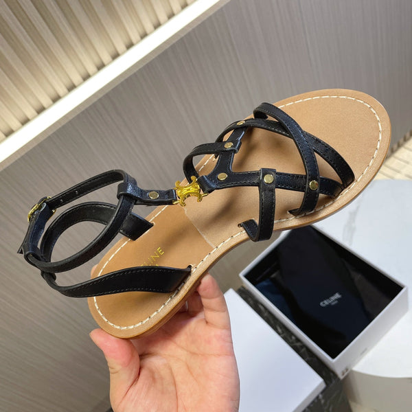 cl roman sandal black brown calfskin