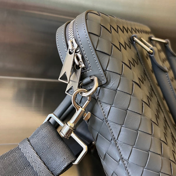 CARTELLA SLIM INTRECCIATO 36 PELLE DI VITELLO GRIGIA