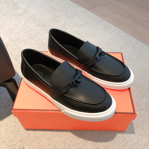 HM GAME SLIP-ON SNEAKER BLACK AND WHITE CALFSKIN
