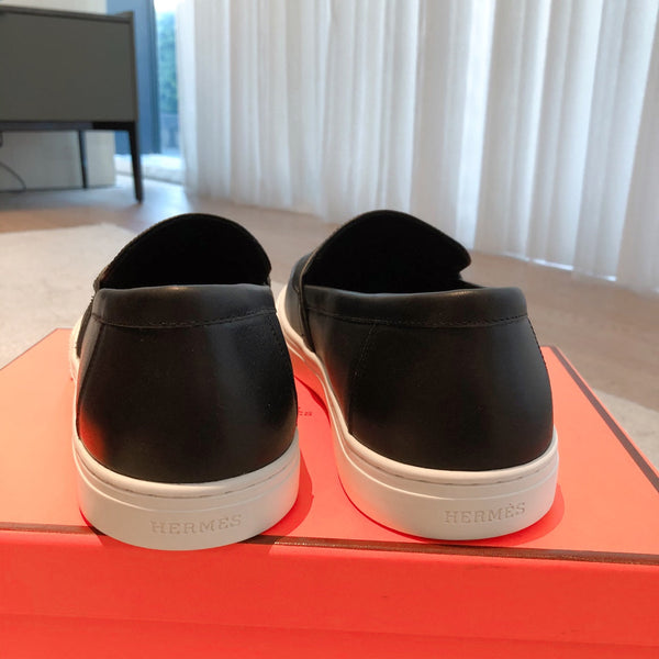 HM GAME SLIP-ON SNEAKER BLACK AND WHITE CALFSKIN