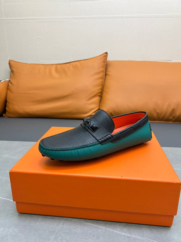 HM IRVING LOAFER BLACK AND PINE GREEN CALFSKIN