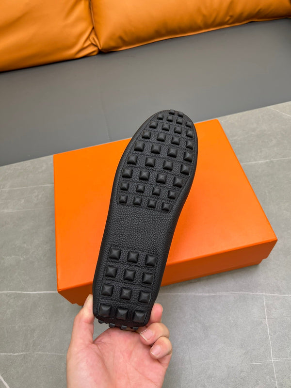 HM H-LOGO LOAFER PINE GREEN AND BLACK CALFSKIN