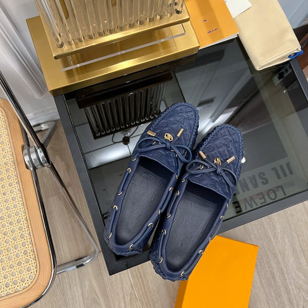 LV GLORIA FLAT LOAFER LOGO STAMPING DARK BLUE