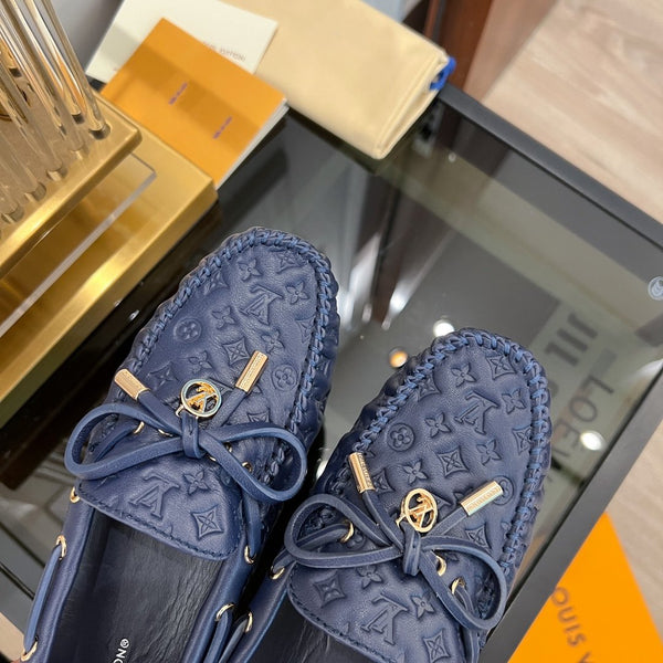 LV GLORIA FLAT LOAFER LOGO STAMPING DARK BLUE