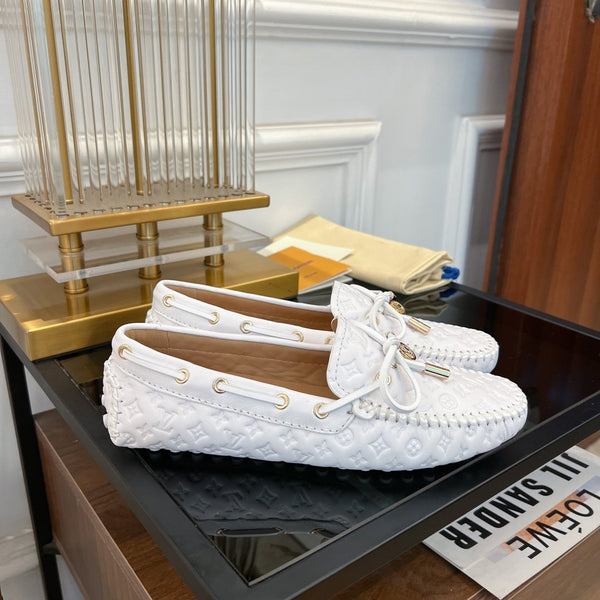 MOCASSINO LV GLORIA FLAT LOGO STAMPATO BIANCO
