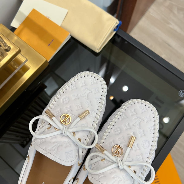 MOCASSINO LV GLORIA FLAT LOGO STAMPATO BIANCO