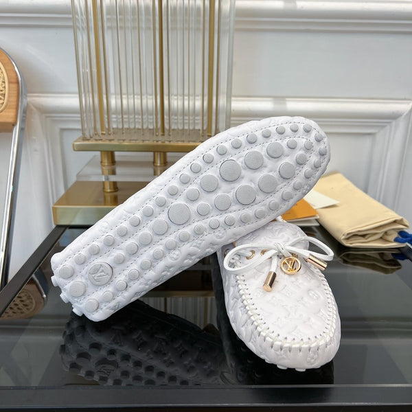 MOCASSINO LV GLORIA FLAT LOGO STAMPATO BIANCO