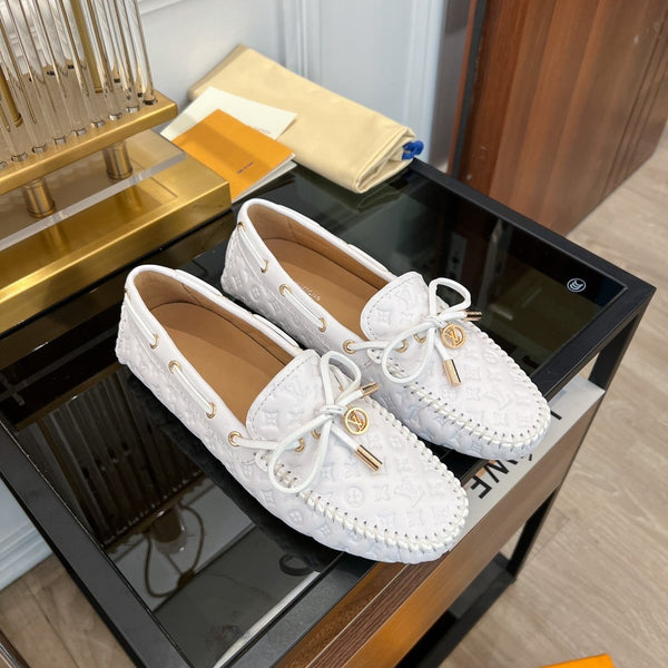 MOCASSINO LV GLORIA FLAT LOGO STAMPATO BIANCO