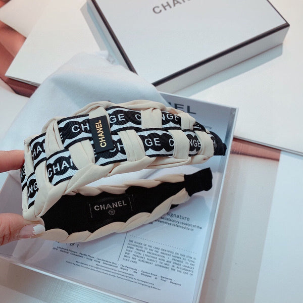 WHITE MIX BLACK FABRIC HAIRBAND 832193