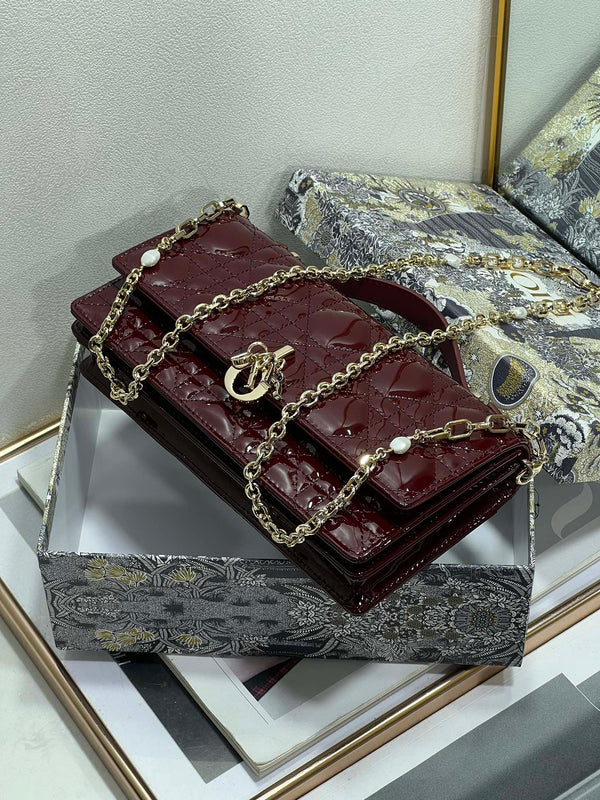 my cd mini 21 burgundy patent lambskin