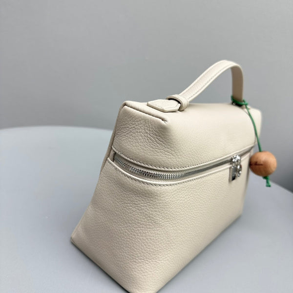Borsa in pelle di mucca beige Extra Pocket L27