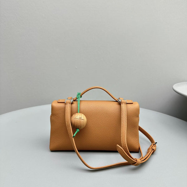 Borsa in pelle bovina marrone chiaro Extra Pocket L19