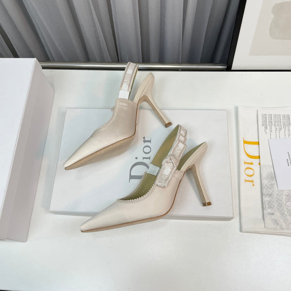 cd slingback pumps 95 white silk fabric