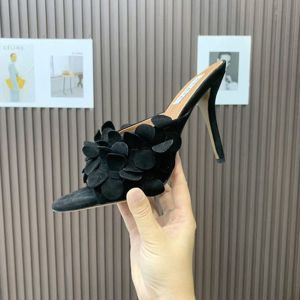 Alaia Confetti Leather Mules Black Sheepskin Cowhide 293166