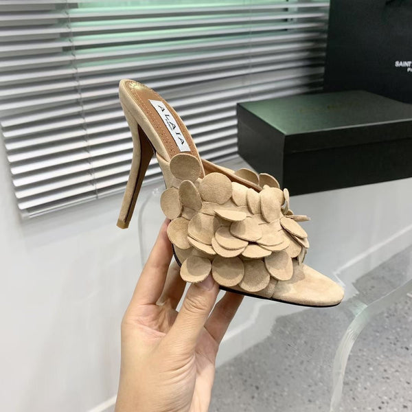 Alaia Confetti Leather Mules Pale Yellow Sheepskin Cowhide 293167