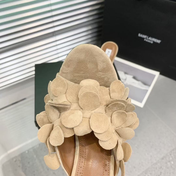 Alaia Confetti Leather Mules Pale Yellow Sheepskin Cowhide 293167