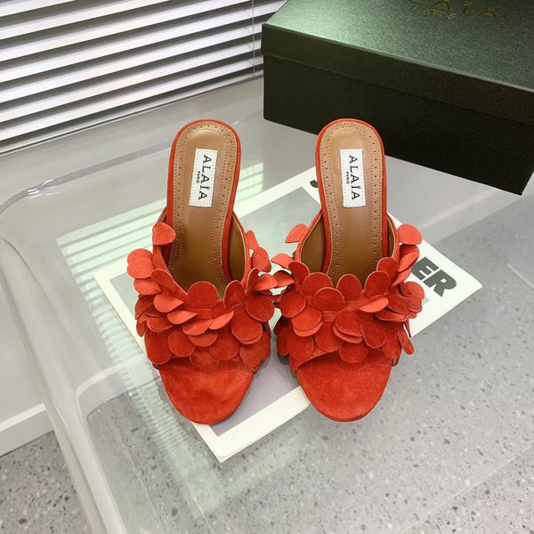 Alaia Confetti Leather Mules Orange Sheepskin Cowhide 293168