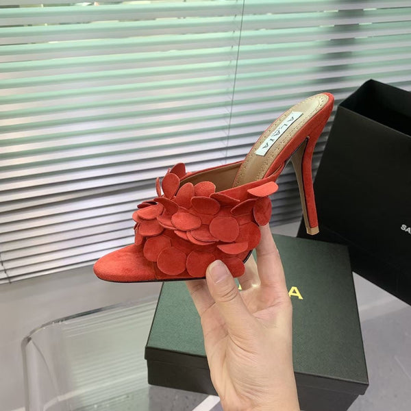 Alaia Confetti Leather Mules Orange Sheepskin Cowhide 293168