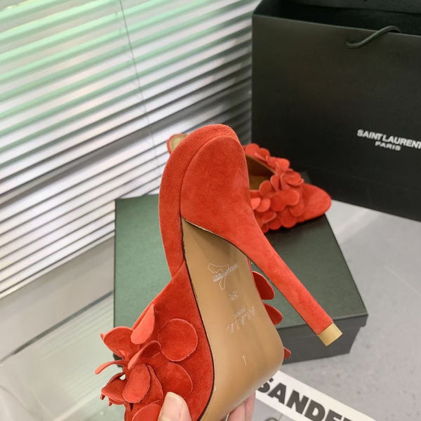 Alaia Confetti Leather Mules Orange Sheepskin Cowhide 293168