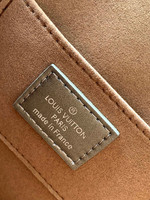 LV Dauphine Bag 20cm Metallic Sliver Monogram Embossed Cafskin