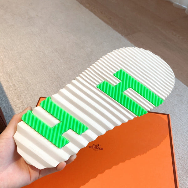 SANDALO HM ELECTRIC IN TESSUTO VERDE SCURO E PELLE DI VITELLO