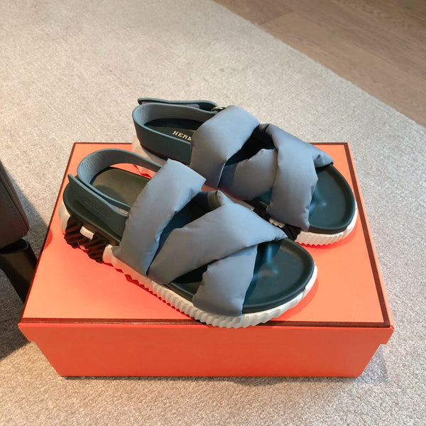 HM ELECTRIC SANDAL COIN FABRIC AND CALFSKIN