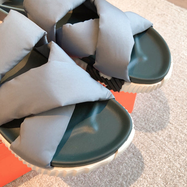 HM ELECTRIC SANDAL COIN FABRIC AND CALFSKIN