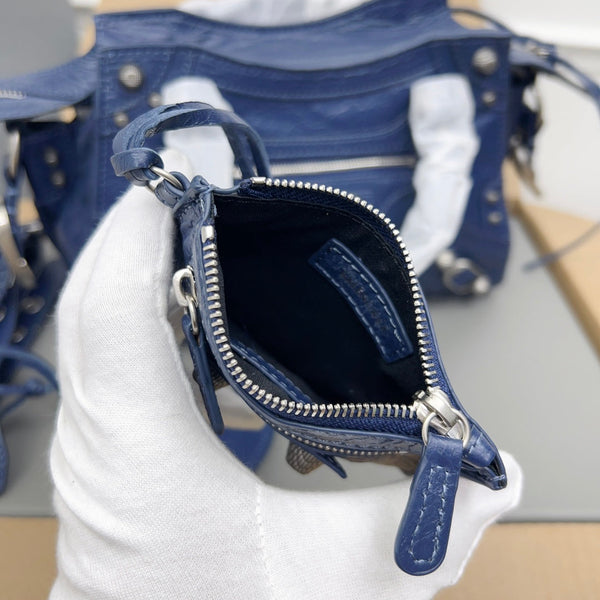 NEO CAGOLE 26 IN PELLE DI AGNELLO BLU MARINO