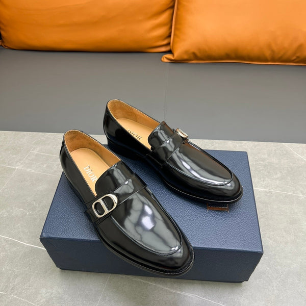 CD SYMBOL GRANVILLE EDGE BEADS LOAFER BLACK POLISHED CALFSKIN