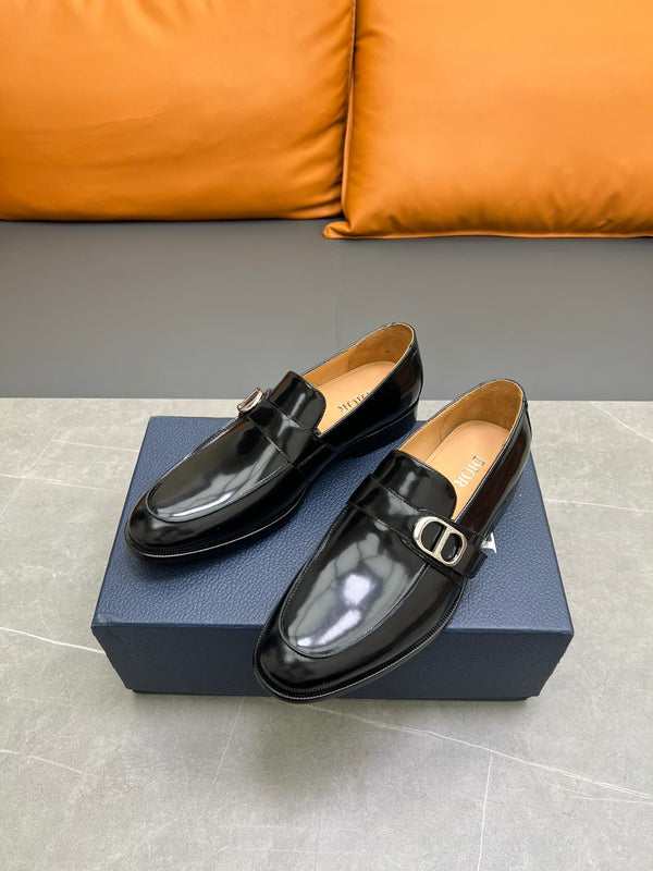 CD SYMBOL GRANVILLE EDGE BEADS LOAFER BLACK POLISHED CALFSKIN
