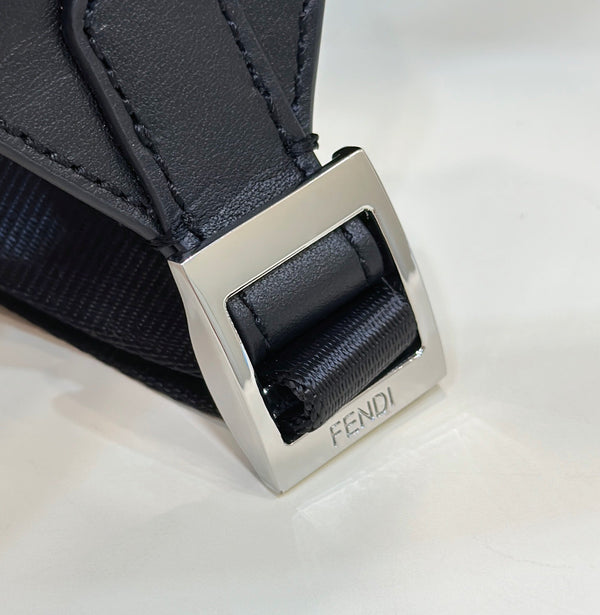 FENDI STRIKE LARGE 46 FF MIDNIGHT BLUE JACQUARD FABRIC BACKPACK