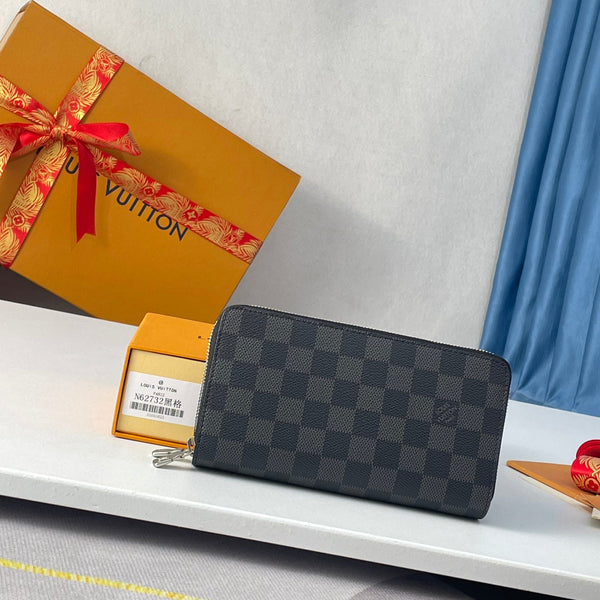 LV Double Zippy XL Wallet Black Damier Graphite 221553