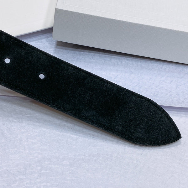 CL LARGE 35 MM BELT IN BLACK CALFSKIN LIGHT GOLD HARDWARE