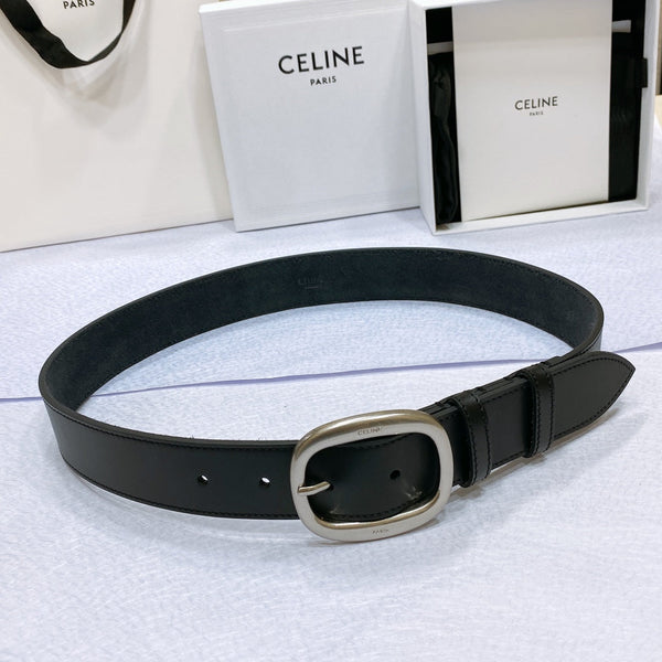 CL LARGE 35 MM BELT IN BLACK CALFSKIN LIGHT GOLD HARDWARE