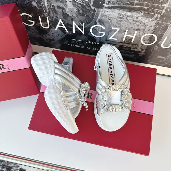 Viv Diamond Sandals Silver Sheepskin 560520